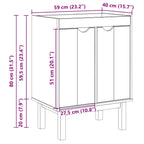 Mueble de lavabo de baño OTTA madera maciza de pino 59x40x80 cm