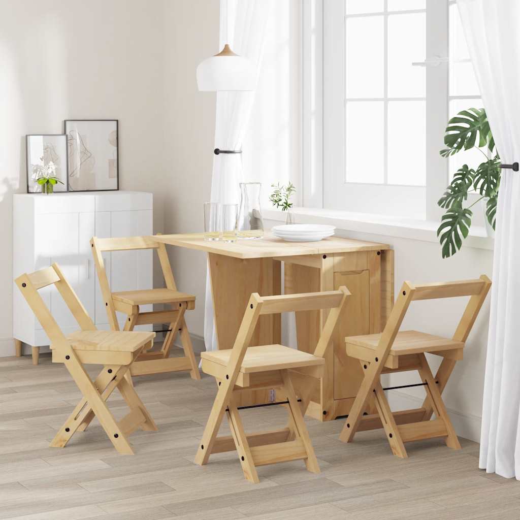 Sillas comedor plegables 4 uds Corona madera pino marrón cera