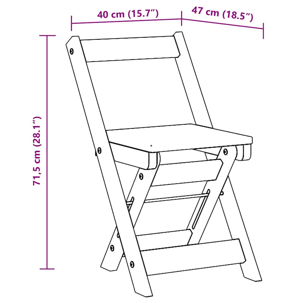 Sillas de comedor plegables 4 uds Corona madera pino blanco
