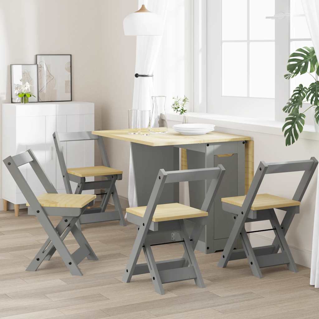 Sillas de comedor plegables 4 uds Corona madera pino blanco