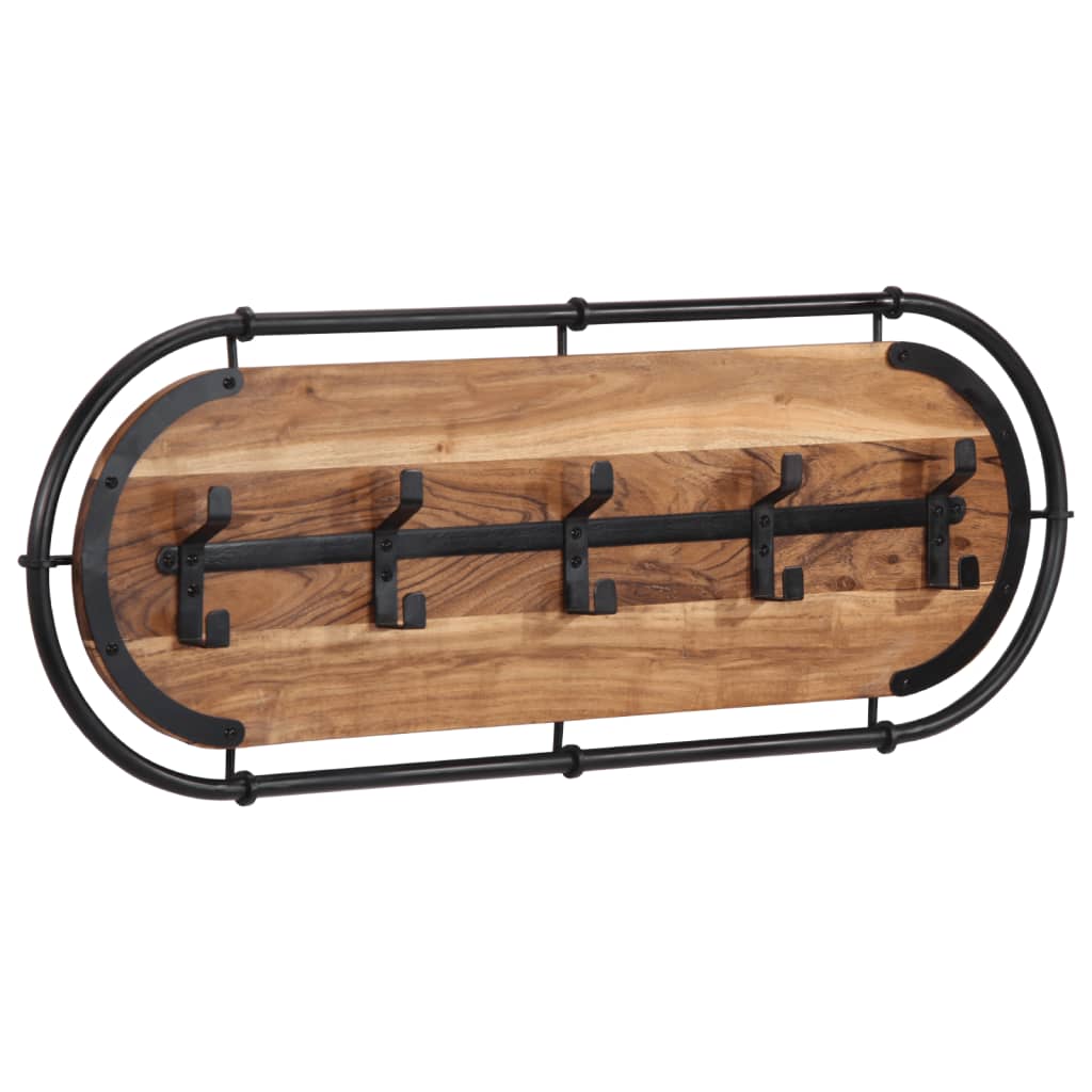 Perchero de pared con 5 ganchos madera maciza de mango