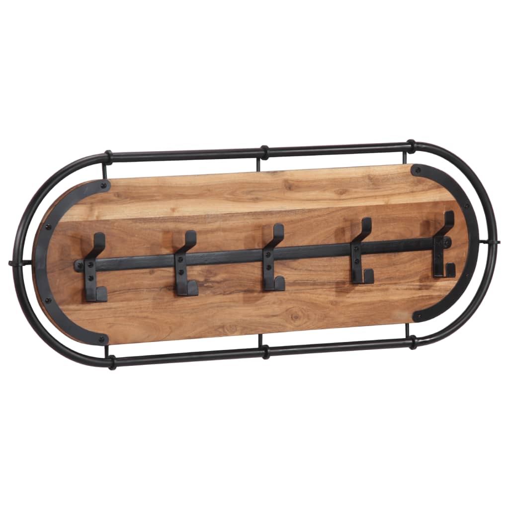 Perchero de pared con 5 ganchos madera maciza de mango
