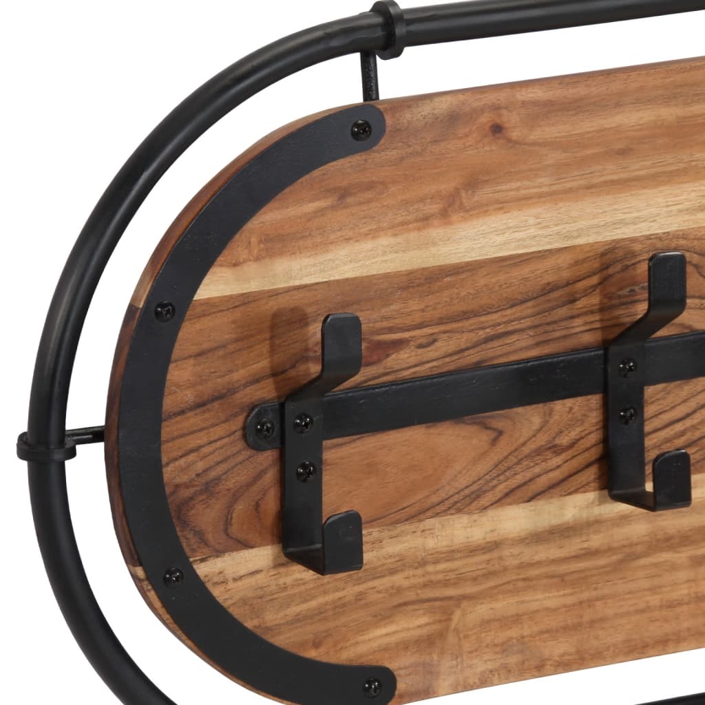 Perchero de pared con 5 ganchos madera maciza de mango
