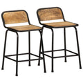 Taburetes de barra 2 uds 46x35,5x70 cm madera maciza de mango