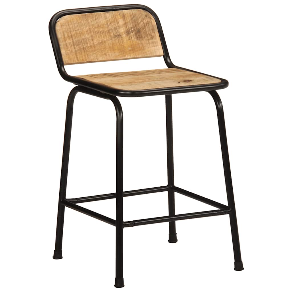 Taburetes de barra 2 uds 46x35,5x70 cm madera maciza de mango