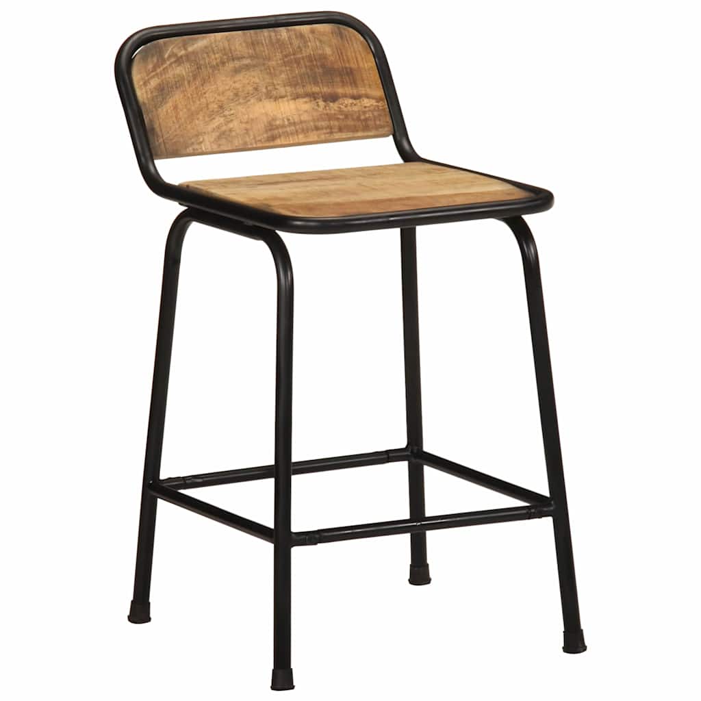 Taburetes de barra 2 uds 46x35,5x70 cm madera maciza de mango