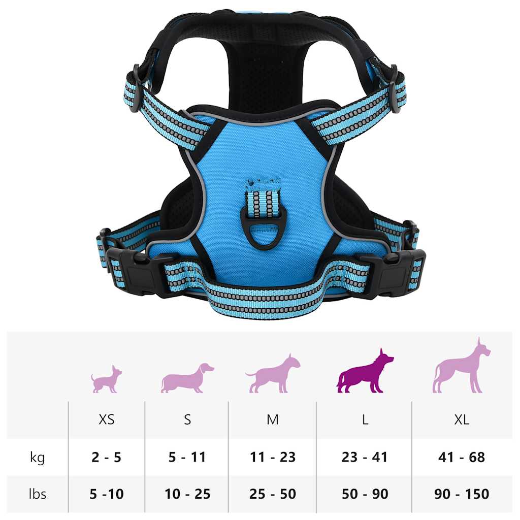 Arnés para perros con bandas reflectantes ajustables azul L