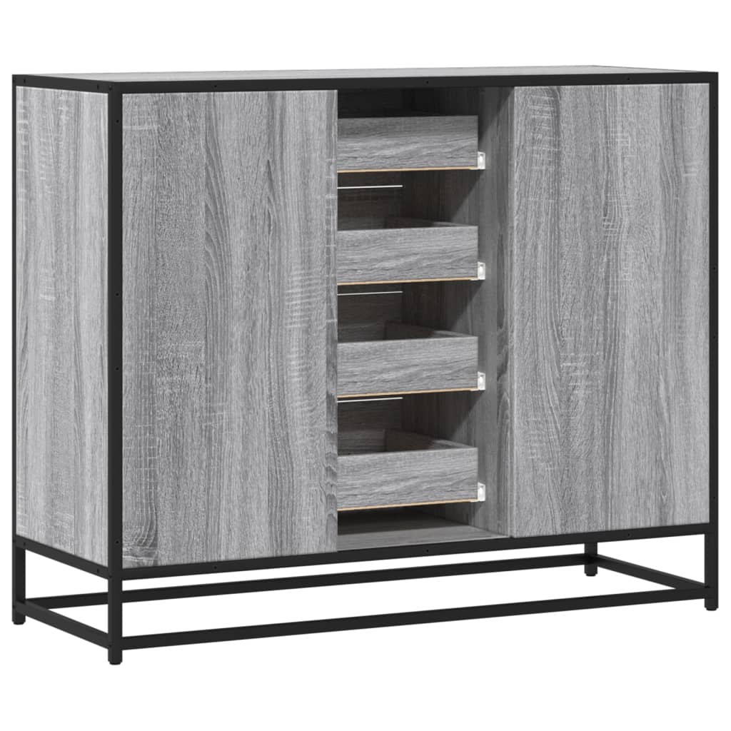 Aparador de madera de ingeniería gris Sonoma 92x35x76 cm