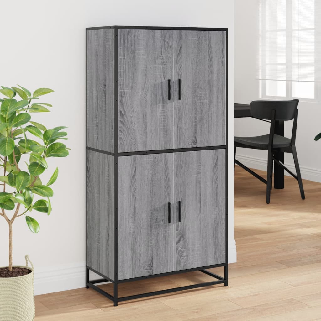Aparador alto madera de ingeniería gris Sonoma 68x35x139 cm