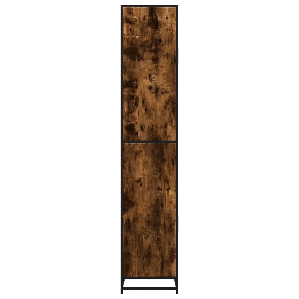 Armario de baño madera y metal roble ahumado 35x37,5x188,5 cm