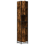 Armario de baño madera y metal roble ahumado 35x37,5x188,5 cm