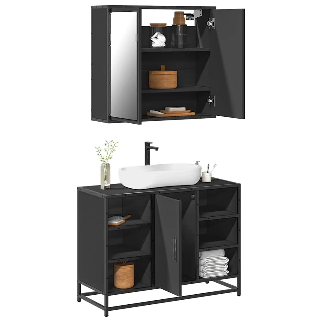 Conjunto de muebles de baño 2 piezas madera maciza de mango