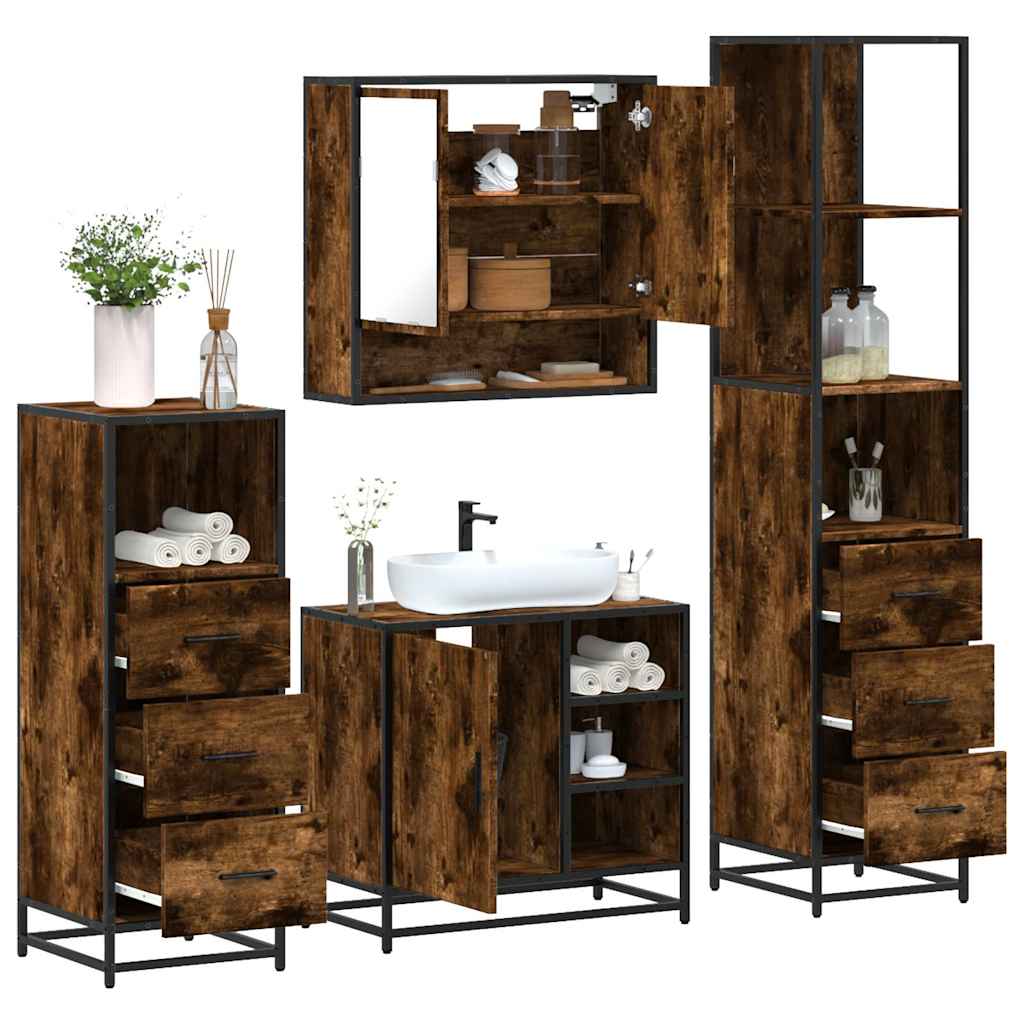 Conjunto de muebles de baño 2 piezas madera maciza de mango