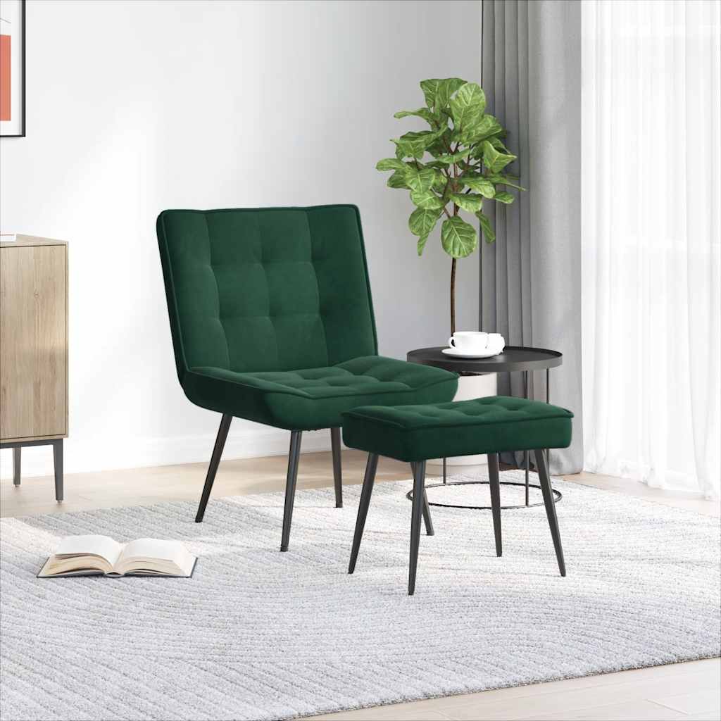 Sillón de relax con reposapiés terciopelo azul