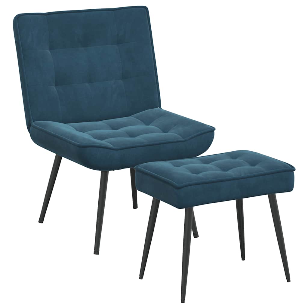Sillón de relax con reposapiés terciopelo azul