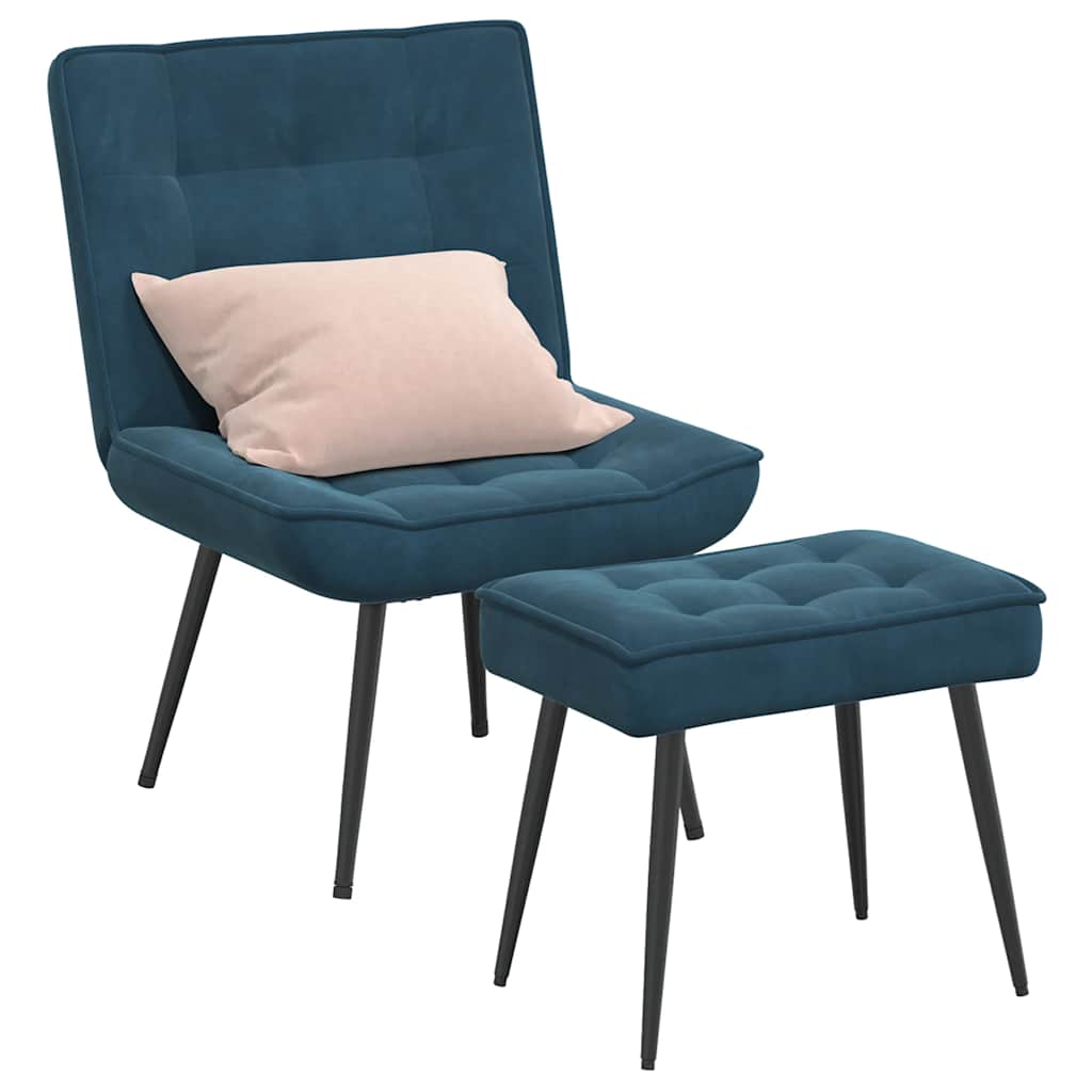 Sillón de relax con reposapiés terciopelo azul