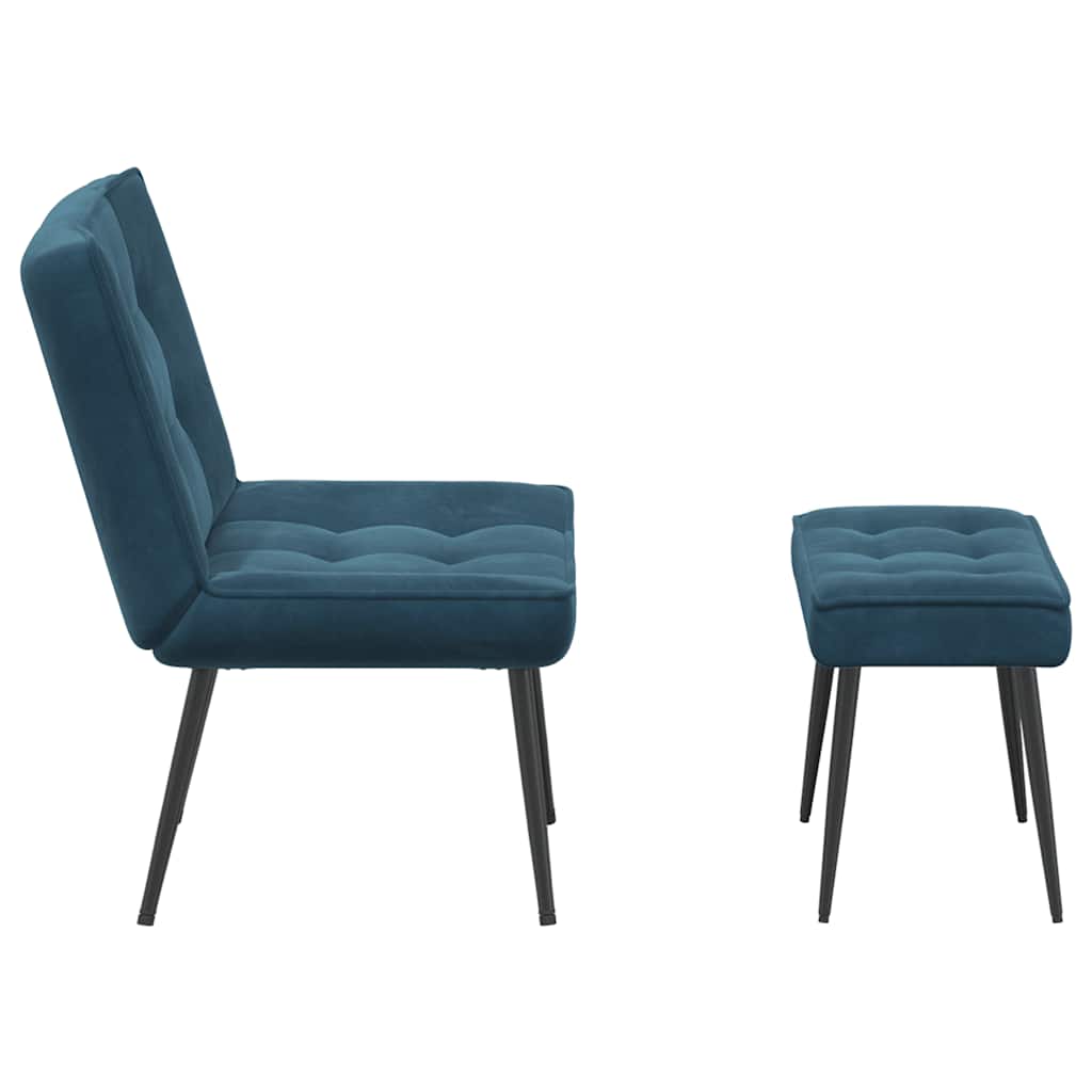 Sillón de relax con reposapiés terciopelo azul
