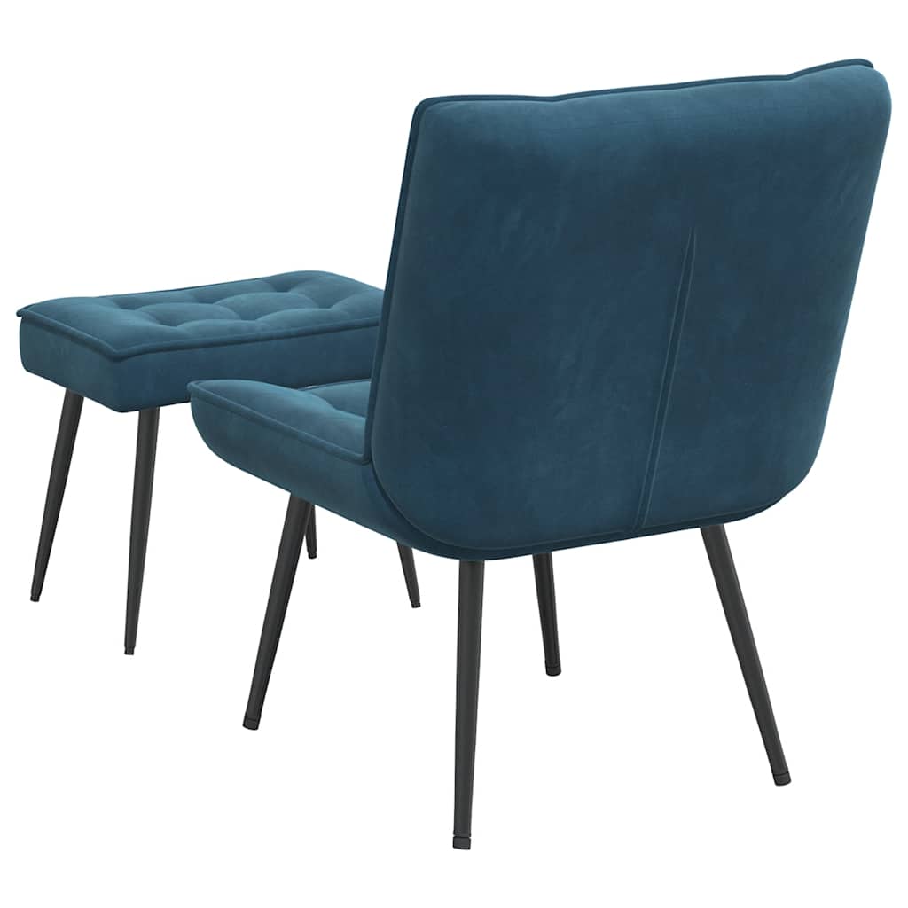 Sillón de relax con reposapiés terciopelo azul