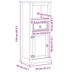 Armario de baño Corona madera maciza de pino 45x33x110 cm