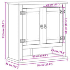 Armario de baño Corona madera maciza de pino 70x33x71,5 cm