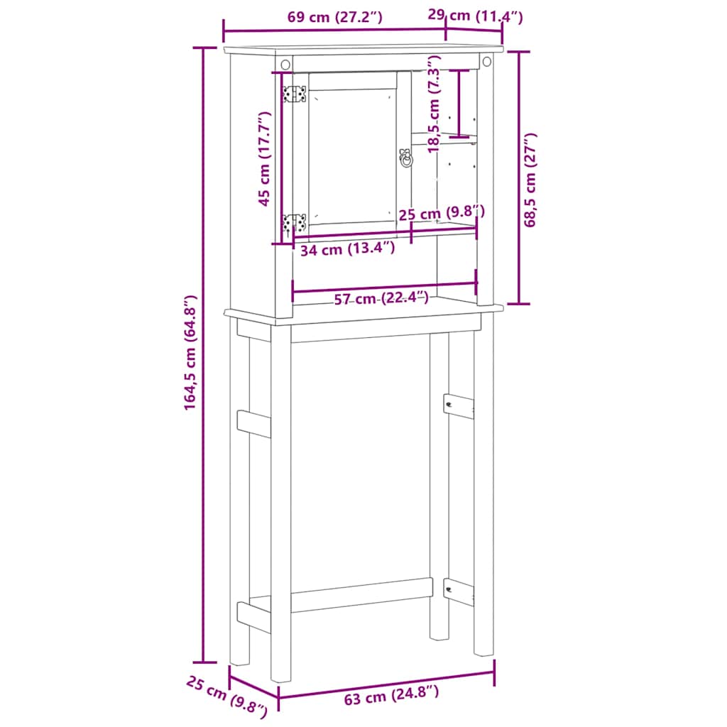 Mueble de baño para lavadora Corona madera maciza de pino