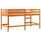 Cama alta de criança com escada, madeira maciça castanha 80x200 cm
