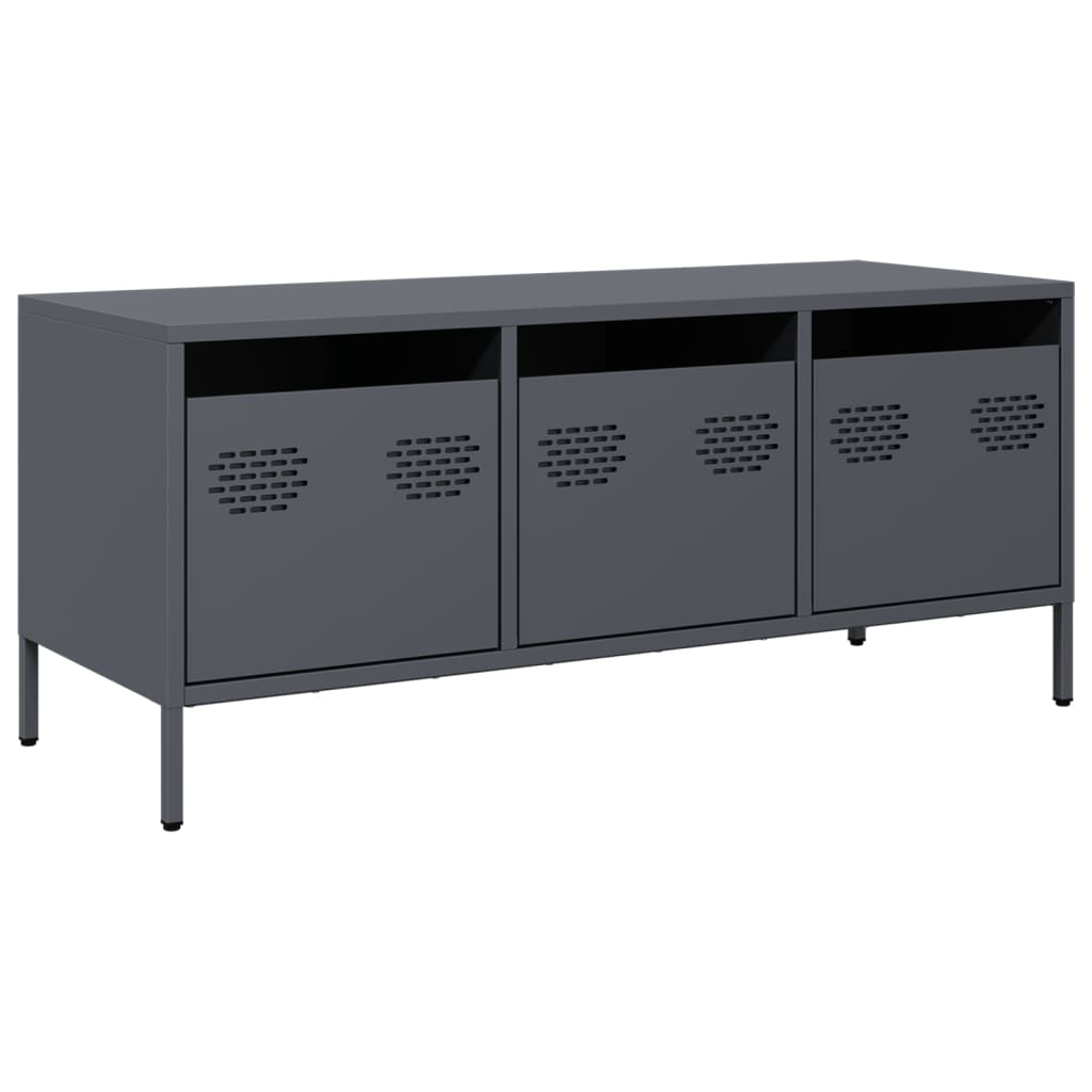Mueble de TV acero laminado en frío antracita 101,5x39x43,5 cm