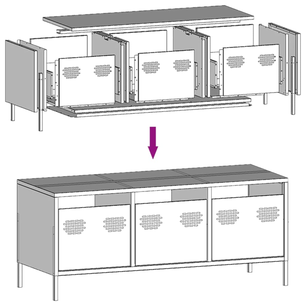 Mueble de TV acero laminado en frío antracita 101,5x39x43,5 cm