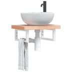 Estante de lavabo de pared acero y madera maciza de acacia