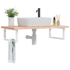 Estante de lavabo de pared acero y madera maciza de acacia