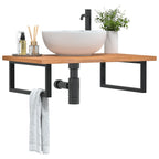 Estante de lavabo de pared acero y madera maciza de acacia