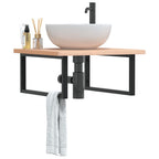 Estante de lavabo de pared acero y madera maciza de acacia