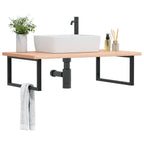 Estante de lavabo de pared acero y madera maciza de acacia