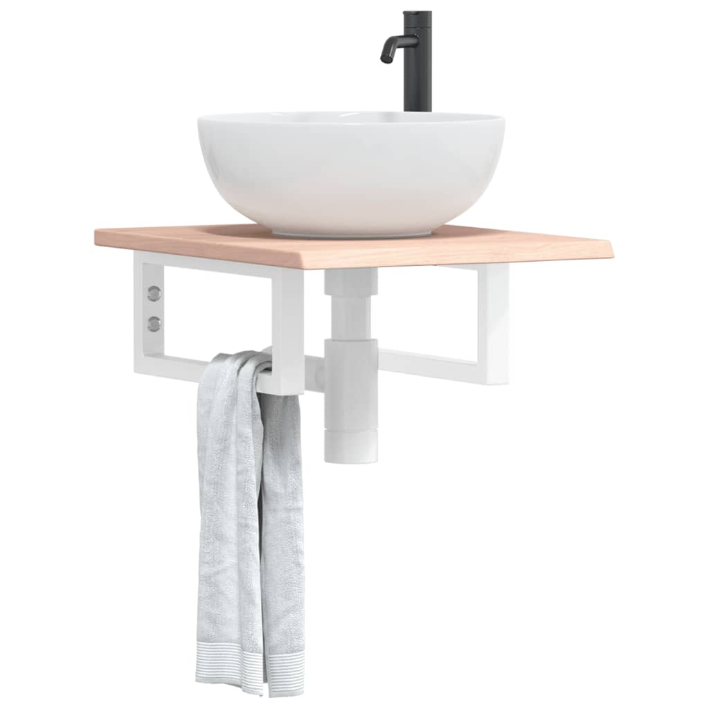 Estante de lavabo de pared acero y madera maciza de acacia