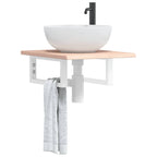 Estante de lavabo de pared acero y madera maciza de acacia