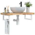 Estante de lavabo de pared acero y madera maciza de acacia