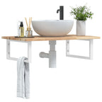 Estante de lavabo de pared acero y madera maciza de acacia