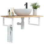 Estante de lavabo de pared acero y madera maciza de acacia