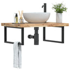 Estante de lavabo de pared acero y madera maciza de acacia