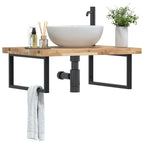 Estante de lavabo de pared acero y madera maciza de acacia