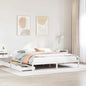 Cama sin colchón con cabecero madera de pino blanco 200x200 cm