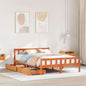Cama sin colchón con cabecero madera de pino blanco 200x200 cm