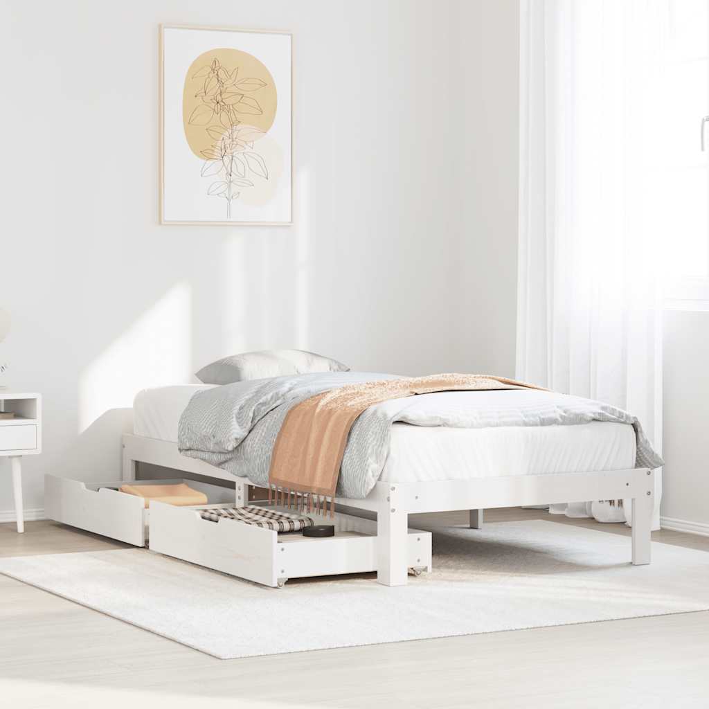 Estructura cama cabecero madera maciza pino blanco 180x200 cm