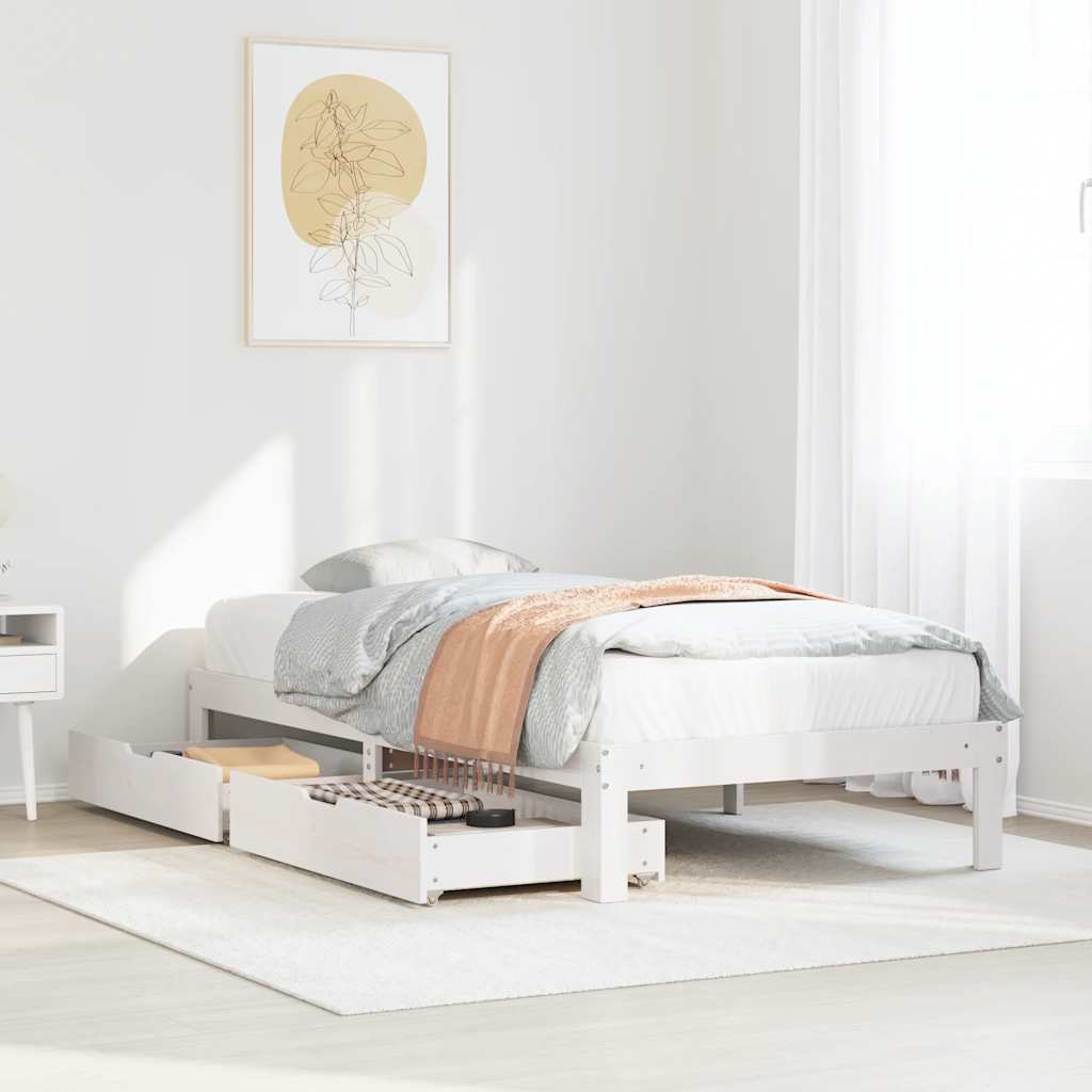 Estructura cama cabecero madera maciza pino blanco 180x200 cm