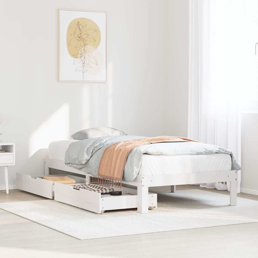 Estructura cama cabecero madera maciza pino blanco 180x200 cm