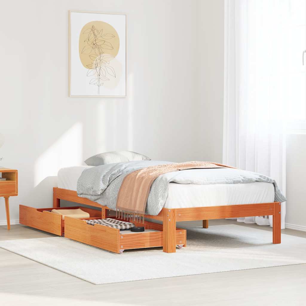 Estructura cama cabecero madera maciza pino blanco 180x200 cm
