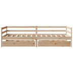Sofá cama con cajones madera maciza de pino 80x200 cm