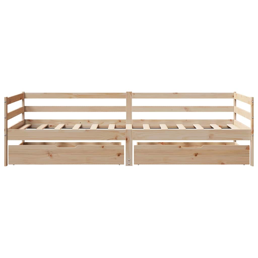 Sofá cama con cajones madera maciza de pino 80x200 cm