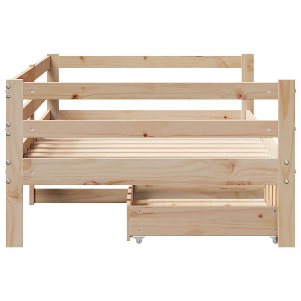Sofá cama con cajones madera maciza de pino 80x200 cm