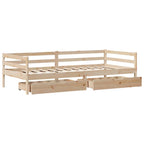 Sofá cama con cajones madera maciza de pino 80x200 cm